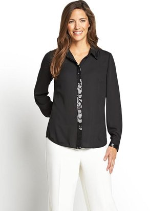 Savoir Sequin Pocket and Collar Shirt