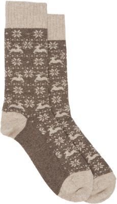 Barneys New York Reindeer & Snowflake Mid-Calf Socks