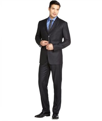 Dolce & Gabbana navy stripe virgin wool 3 button suit with flat front pants