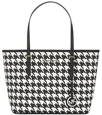 MICHAEL Michael Kors Small Houndstooth Jet Set Travel Tote