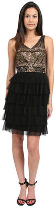 Sue Wong Tiered Skirt Embroidered Dress in Black Women