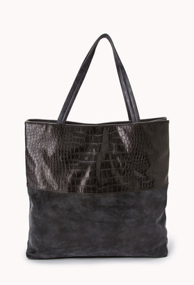 Forever 21 Luxe Faux Croc Panel Tote