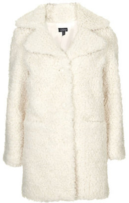 Topshop Womens Faux Fur Teddy Coat - Cream