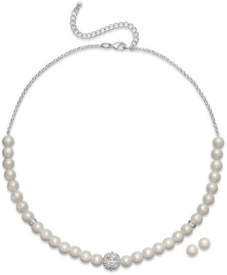 Charter Club Silver-Tone Glass Pearl Necklace and Stud Earring Set