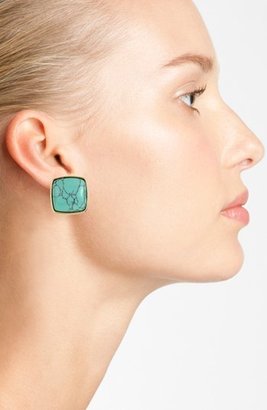 Anne Klein Turquoise Button Clip Earrings