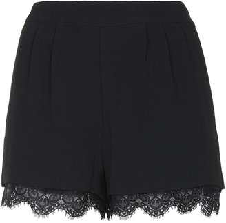 Topshop Woven shorts with pretty lace trim on hem with zip fastening. 100% polyester. machine washable.