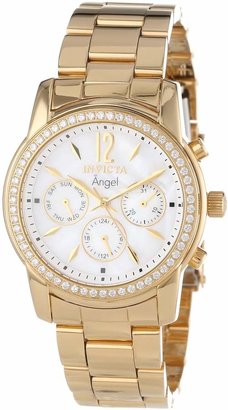 Invicta Women's 11771 Angel Mother-Of-Pearl Dial Cubic Zirconia Accented 18k Gold Ion-Plated Stainless Steel Watch