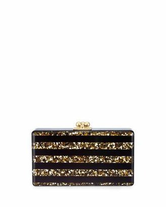 Edie Parker Jean Confetti Striped Acrylic Clutch Bag, Black/Gold