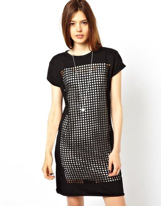 ASOS T-Shirt Dress With Laser Cut Squares