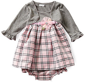 Sweet Heart Rose 12-24 Months Knit-To-Woven Cardigan Dress & Matching Panty Set
