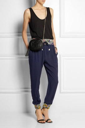 Band Of Outsiders Floral-print silk crepe de chine track pants