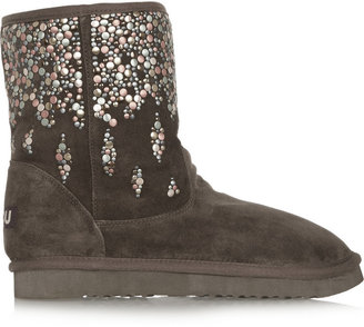 Mou Embellished shearling boots