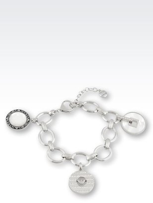 Emporio Armani Bracelet In Steel, Resin, Mother Of Pearl And Swarovski Crystals