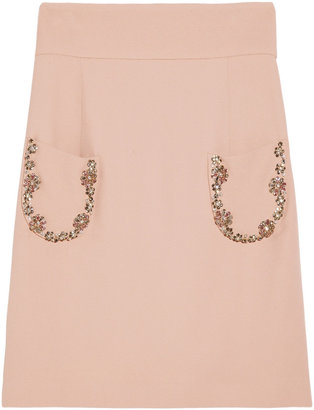 Miu Miu Jewel-embellished cady skirt