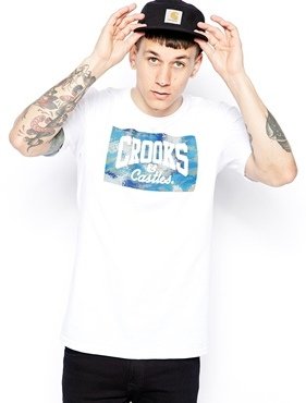 Crooks & Castles T-shirt With Camo Logo - White