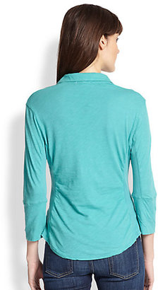James Perse Cotton Jersey Button-Front Shirt