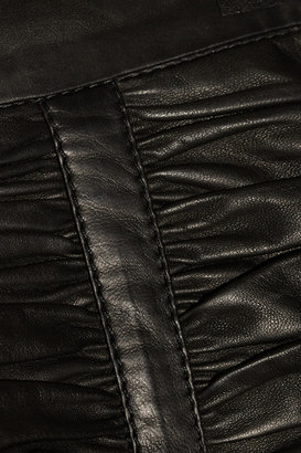 Balmain Ruched leather mini skirt