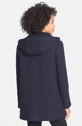 Calvin Klein Hooded Asymmetric Zip Bouclé Coat
