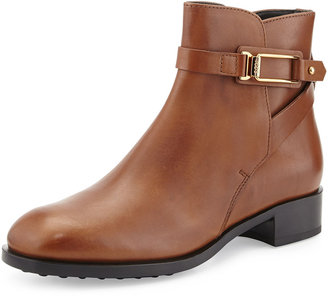 Tod's Flat Buckled Leather Ankle Boot
