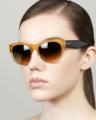 Miu Miu Large Glitter Oval Sunglasses, Golden
