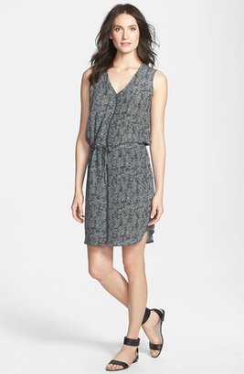 Eileen Fisher The Fisher Project 'Roadster' Print Zip Front V-Neck Silk Dress