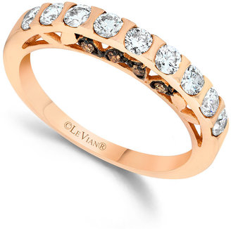 LeVian White Diamond and Chocolate Diamond Accent Wedding Ring in 14k Rose Gold (5/8 ct. t.w.)