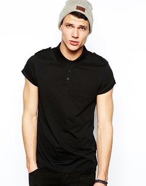 ASOS Polo With Roll Sleeve And Epaulette