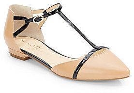 Ivanka Trump Two-Tone T-Strap Leather & Patent Leather Flats