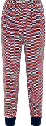 Theory Printed silk tapered pants