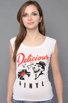 Delicious Vinyl Women's classic logo cap sleeve t-shirt