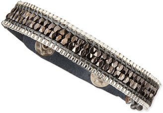 Nakamol Gunmetal Beaded Cord Bracelet with Snap