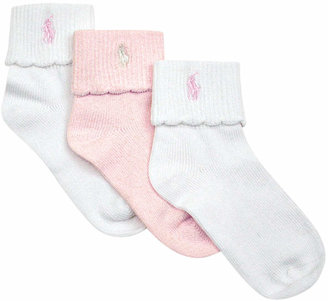 Polo Ralph Lauren Little Girls Scalloped Turncuff Three-Pack Socks