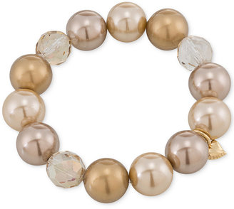 Carolee Gold-Tone Imitation Pearl and Faceted Bead Stretch Bracelet