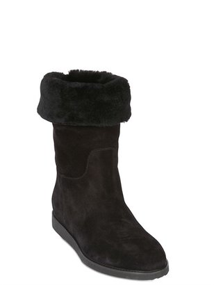 Ferragamo 20mm My Ease 1 Leather & Shearling Boots