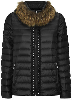 Max Mara Weekend Studded Zip Fur Down Jacket