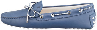 Tod's Heaven Laced Leather Driver, Denim Blue/White