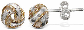 Sterling Silver Earrings Two-Tone Rope Trim Love Knot Earrings