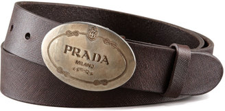 Prada Saffiano Leather Belt, Brown