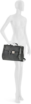 Forzieri Black Woven Leather Business Bag w/Shoulder Strap
