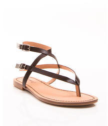 Go Max Gomax Gomax Women's Sunny 01 Double Buckled Ankle Strap Thong Sandal In Brown