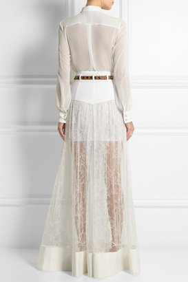 Alessandra Rich Chiffon and lace bodysuit and maxi skirt set