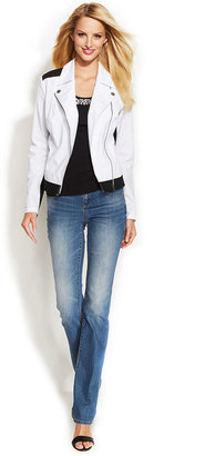 INC International Concepts Colorblock Cotton-Blend Moto Jacket