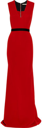 Victoria Beckham Belted wool and silk-blend double crepe gown