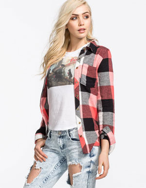 POLLY & ESTHER Womens Basic Flannel Shirt