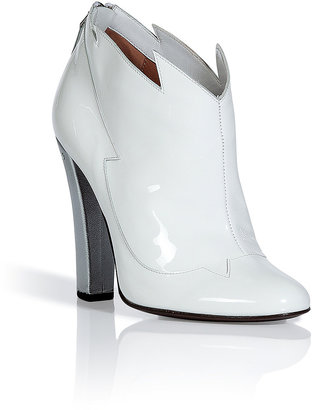 Laurence Dacade White and Silver Patent Leather Booties