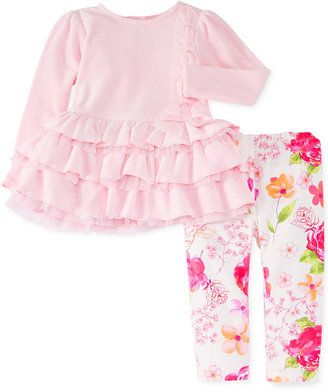First Impressions Baby Girls' 2-Piece Velour Shirt & Floral Leggings Set