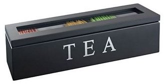 Unigift Wooden 5-Compartment Tea Box, Black