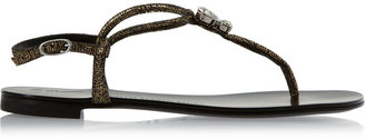 Giuseppe Zanotti Crystal-embellished metallic suede sandals