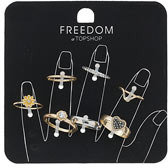 Topshop Womens Mix Finger and Midi Ring Pack - Mixed Metal