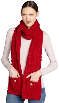 Vince Camuto earth red cable knit pocket scarf